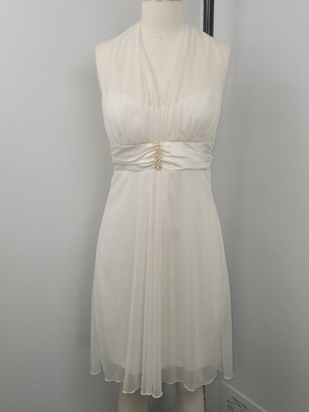 Vintage Y2K Speechless Gold Glitter Halter Dress Fairy Coquette Party